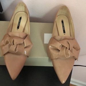 ZARA BOW DETAIL POINTY TOE FLATS